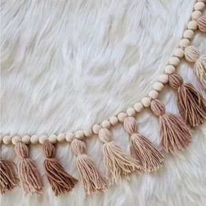 Blush yard tassel garland with wood beads